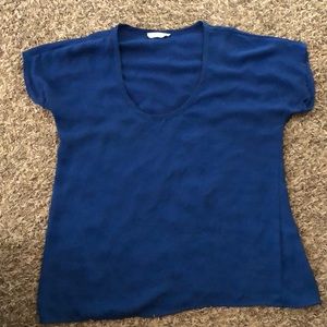 Royal blue sheer top